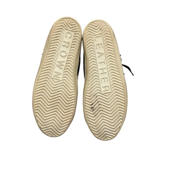 Leather Crown Studborn black Mid top Sneakers Silver Metal Studs Zipper Size 38 - Picture 10 of 12